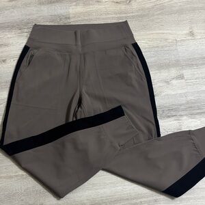 Athleta Velvet Stripe Pants in Taupe